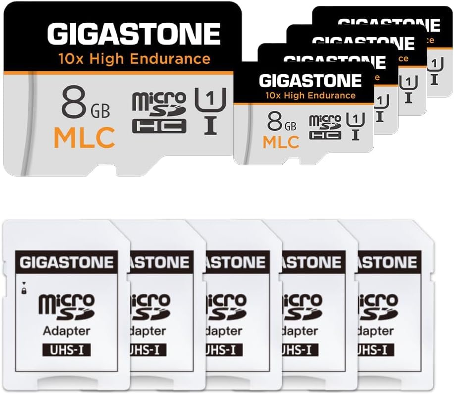[10x High Endurance] GIGASTONE Industrial 8GB MLC Micro SD Card 5-Pack, Full HD Video Recording, Security Cam, Dash Cam, Surveillance Compatible 85MB/s, U1, with Adapter [5-Yrs Free Data Recovery]-image-16