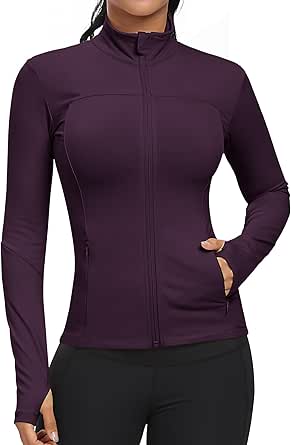 GYM RAINBOW Womens Contour Workout Jackets Zip Up Lightweight Gym Athletic Running Jackets With Thumb Holes(#1 Black,Small - View #4