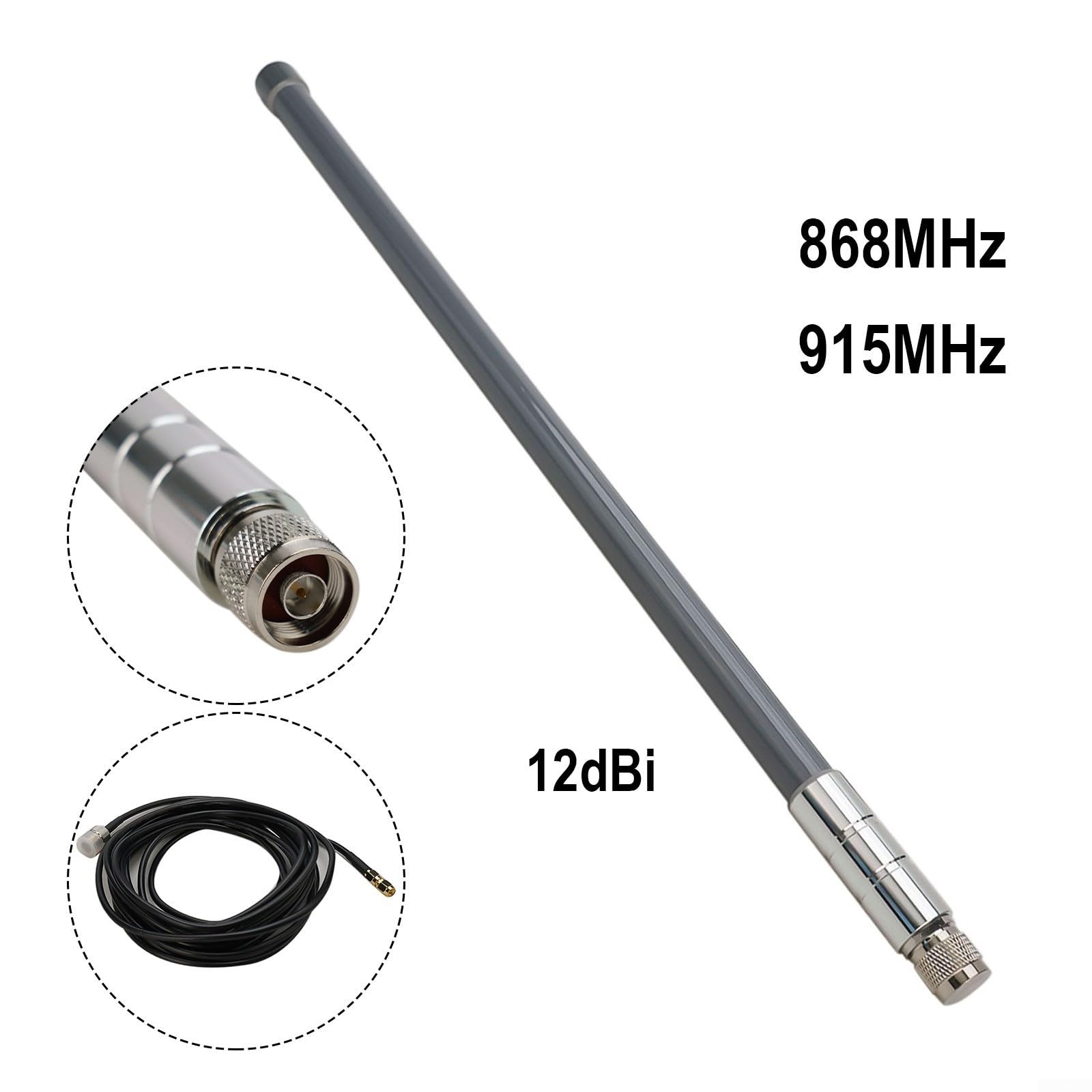 per lora 868MHz 12dBi fibra ottica spina N per lora 868MHz 12dBi (kit antenna) | Guadagno da 12 dBi, frequenza 868/915 MHz, connettore N, ideale per elio, connessione stabile