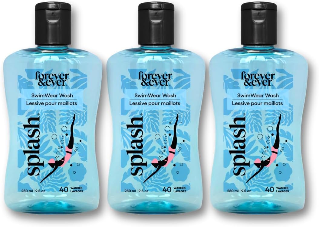 Splash All Natural Laundry Detergent, Liquid Laundry Detergent, Chlorine Neutralizer Swimsuit Wash, Hypoallergenic, Gentle & Color Safe Formula, High Efficiency (HE) Compatible Wash, 9.5 fl oz, 3 Pack