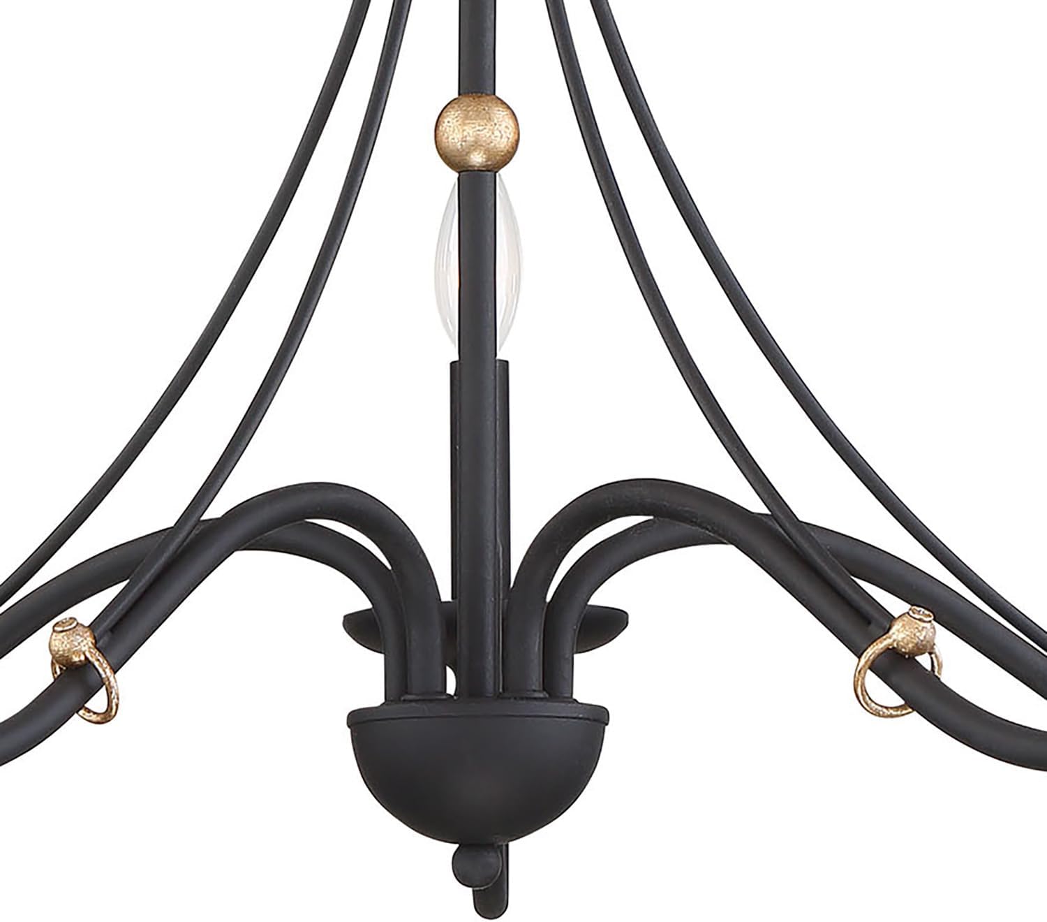 Minka Lavery 1044-677 Westchester County Chandelier, 5-Light, 300 Total Watts, 34-in H x 20.75-in W, Sand Coal Black with Skyline Gold Leaf Accents