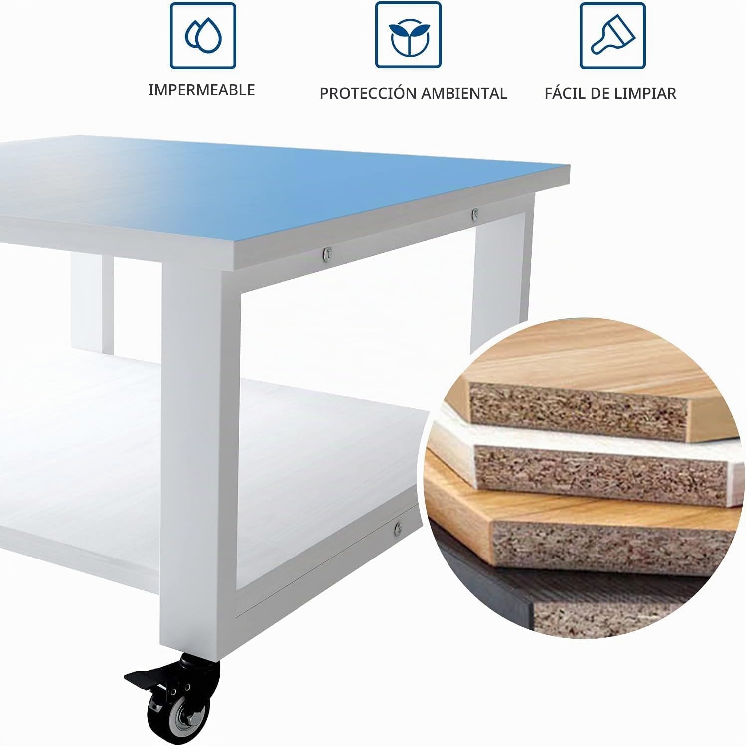 PUNCIA Mesa para Impresora de 2 Niveles con Ruedas 50 x 50 x 30 cm Soporte para Impresora móvil de Madera y Metal Carro para Impresora Estante de Almacenamiento Blanco para Oficina Hogar Escuela