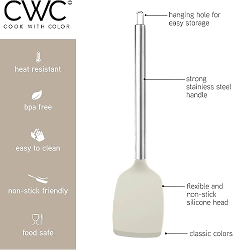 Miniatura 7 de COOK WITH COLOR Utensilios de Cocina de Silicona, Juego de Utensilios de Cocina, Utensilios de Cocina de Silicona Fáciles de Limpiar, Utensilios de