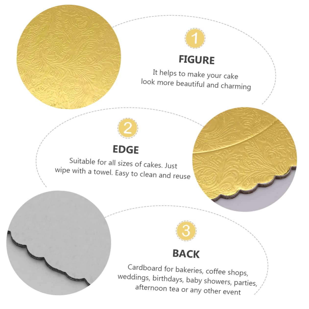 Alipis 10 Pcs Sturdy Golden Cake Boards Dessert Board for Birthday Events Round Base Trays for Cakes Safe Material for Easy Serving and Transport