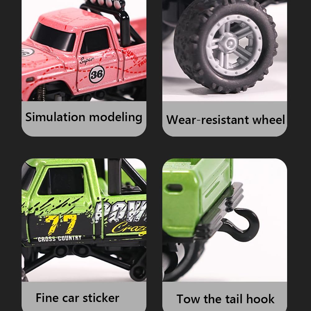 Mini RC Truck, Truck, Truck télécommandé 2,4 G, échelle 1:64 Truck, Voiture télécommandée avec lumières, Mini Camion Jouets pour Enfants