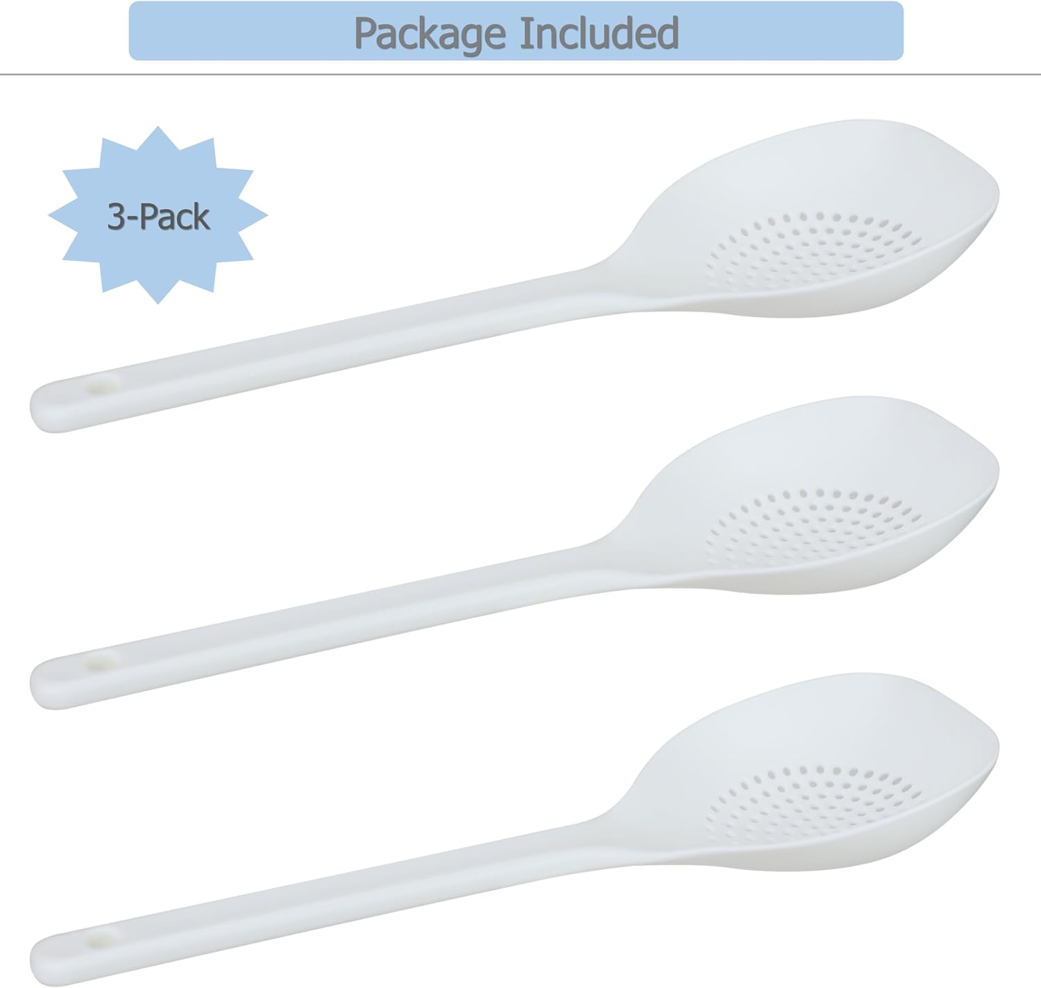 EIKS 3 Pack Plastic Strainer Scoop Slotted Ladle, 12.4" Long