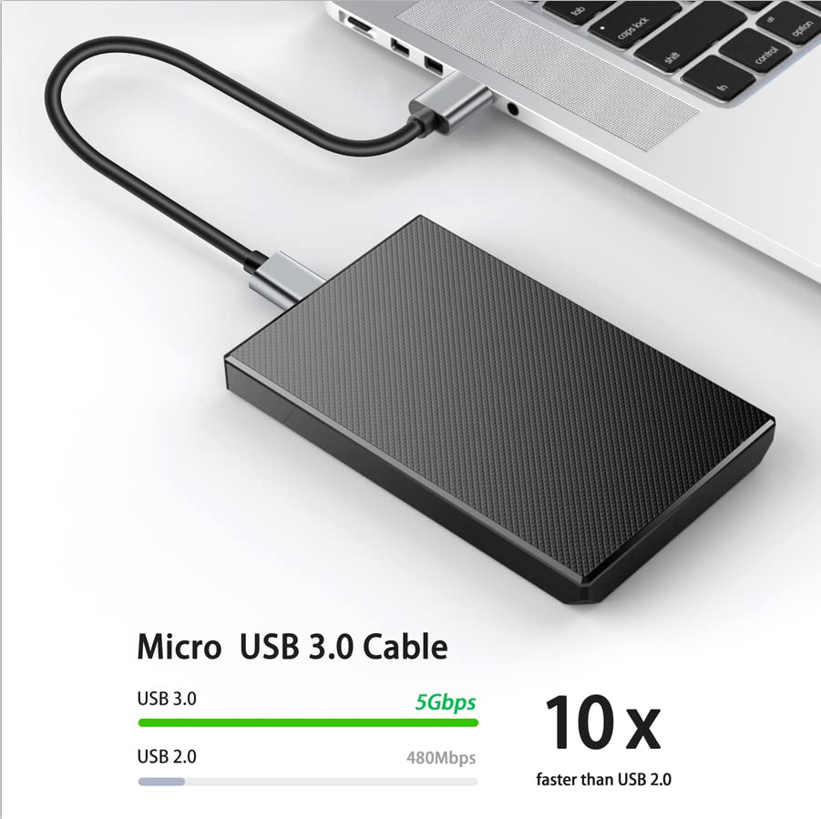 USB 3.0 Un mâle à micro USB 3.0,Câble Micro B Sync Cord, fil de données compatible avec Seagate,Samsung,Mon passeport et plus disque dur externe (1.5fts/40cm/Black&Gold)