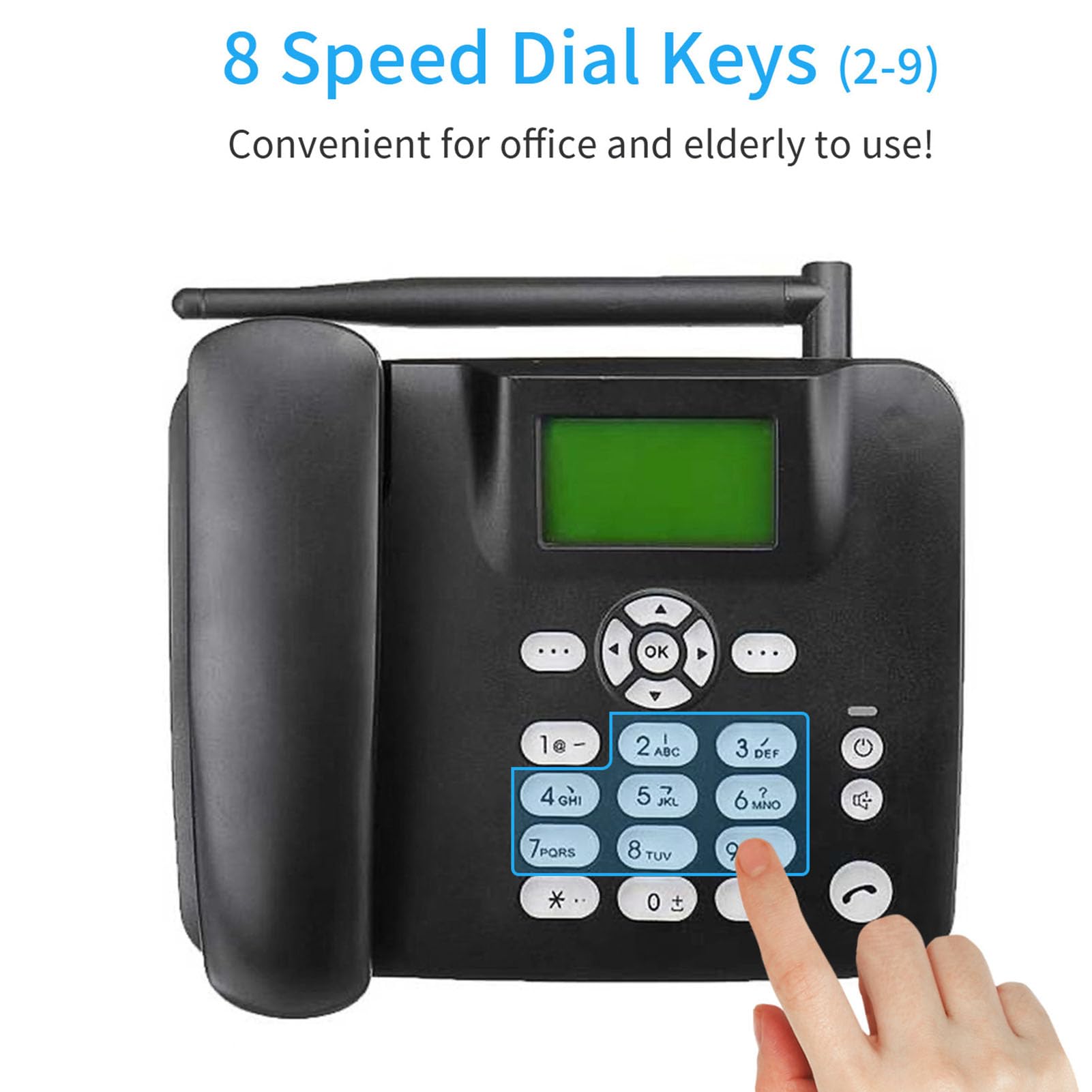 Telefono Fisso Cordless GSM TD Dual Mode, Telefono Fisso Wireless 2G da Tavolo con Display da 2,4 Pollici Radio FM Sveglia ID Chiamante, per la compatibilità della Scheda SIM (Spina europea)