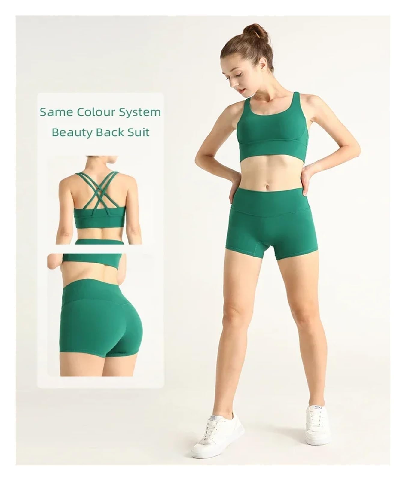Ensemble de Yoga et Fitness sans Couture, 2 pièces, Soutien-Gorge croisé dans Le Dos, Haut Court, vêtements de Sport