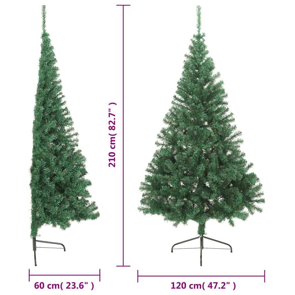 Árbol de Navidad artificial de 150 cm verde con soporte de PVC, medio árbol de Navidad para la pared como decoración de ahorro de espacio con soporte de acero