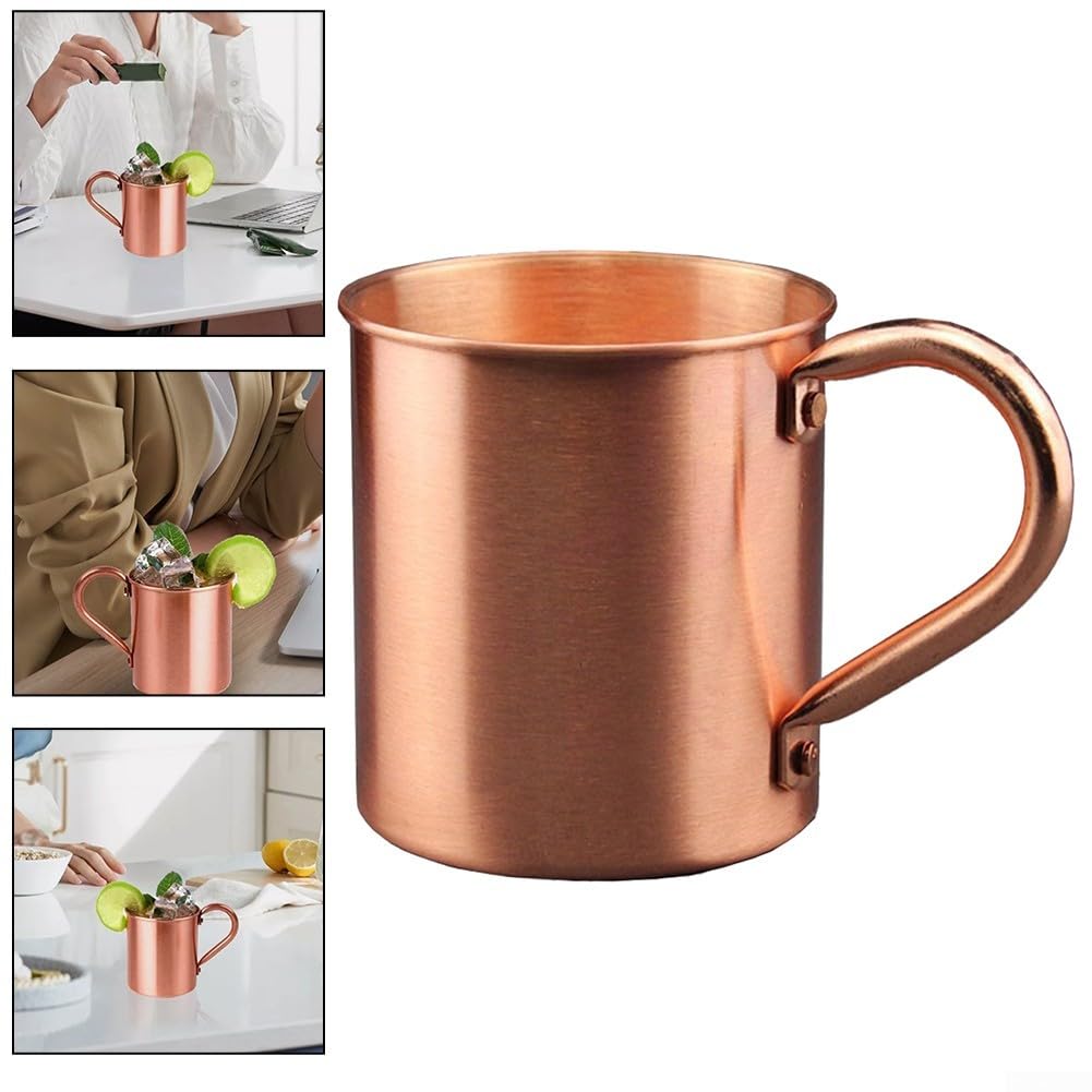 Tazza in rame puro, capacità 450 ml, per campeggio e bevande all'aperto