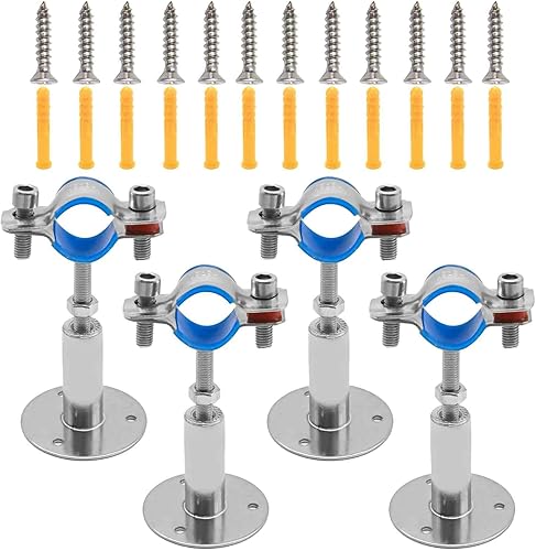 Miniatura 2 de EATAKWARD 4 soportes de tubo de techo de acero inoxidable 304 para montaje en pared, rango de 1.969-3.937 in, abrazadera de correa de tubo ajustable