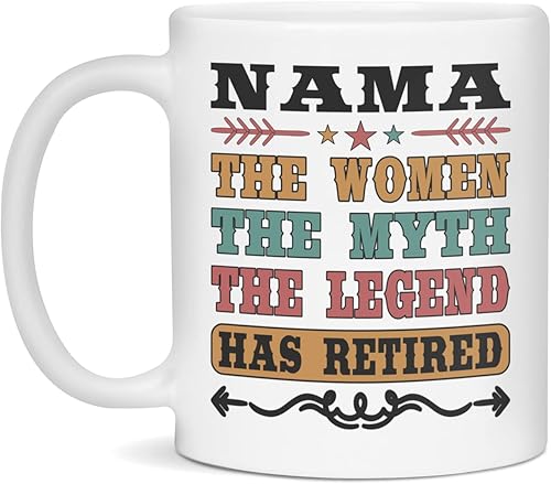 Miniatura 3 de Taza de jubilación para Nama The Women The Myth, Nama Retirement, taza de 15 onzas, color blanco