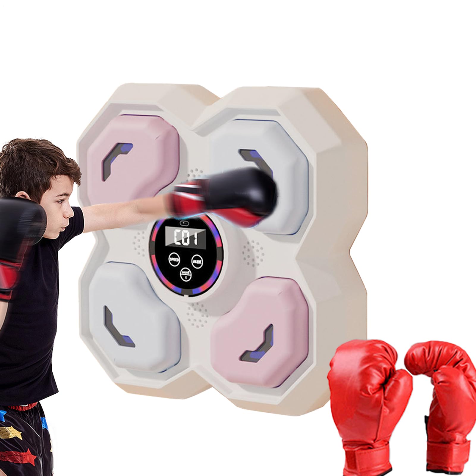 Allenatore di boxe intelligente - Attrezzature per il fitness indoor interattive,Dispositivo di allenamento di perforazione musicale intelligente,Per Giovani Adolescenti Famiglia E Amici Per La