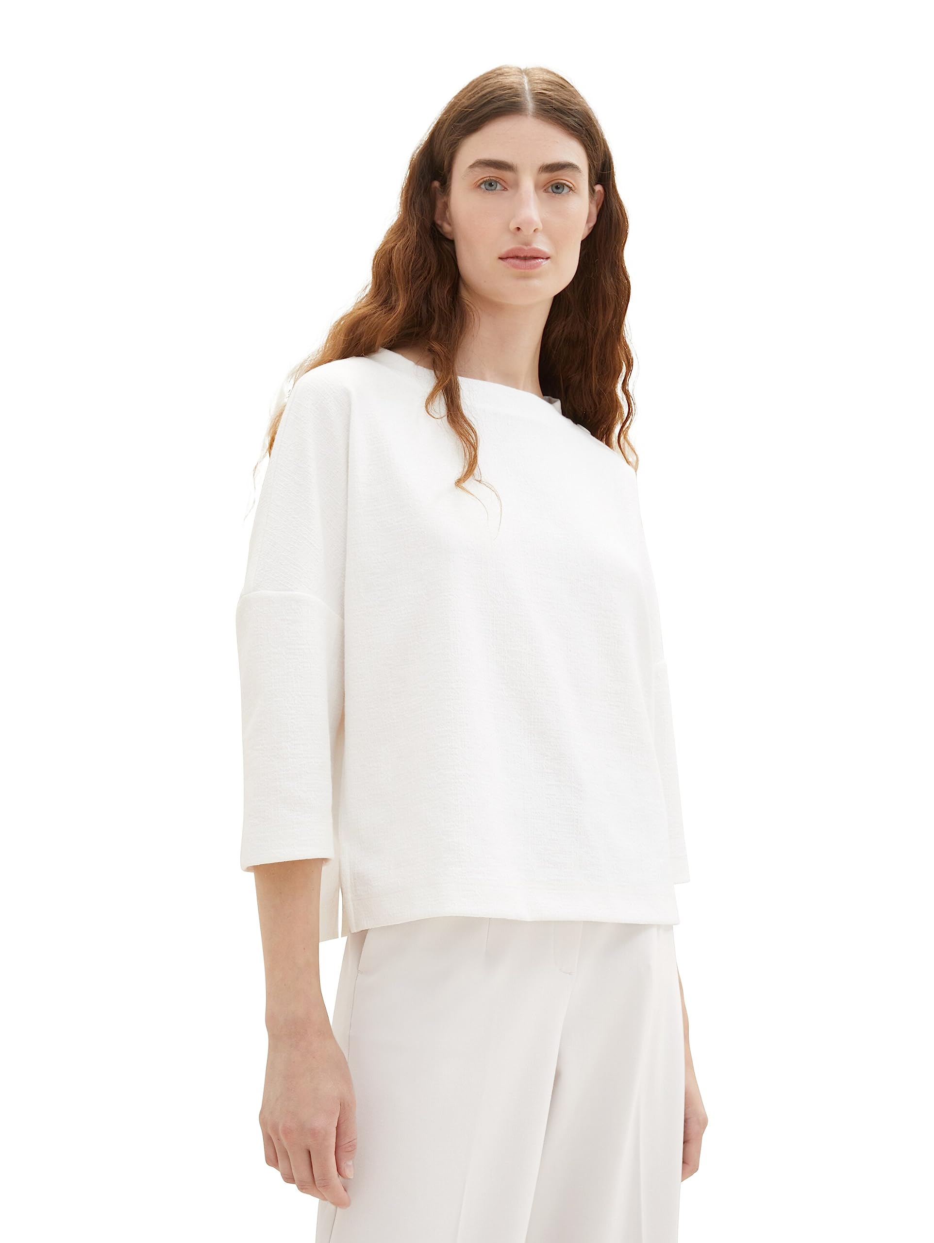 TOM TAILOR Women's Loose Fit Sweatshirt with Buttons, 10315-whisper white, XXL