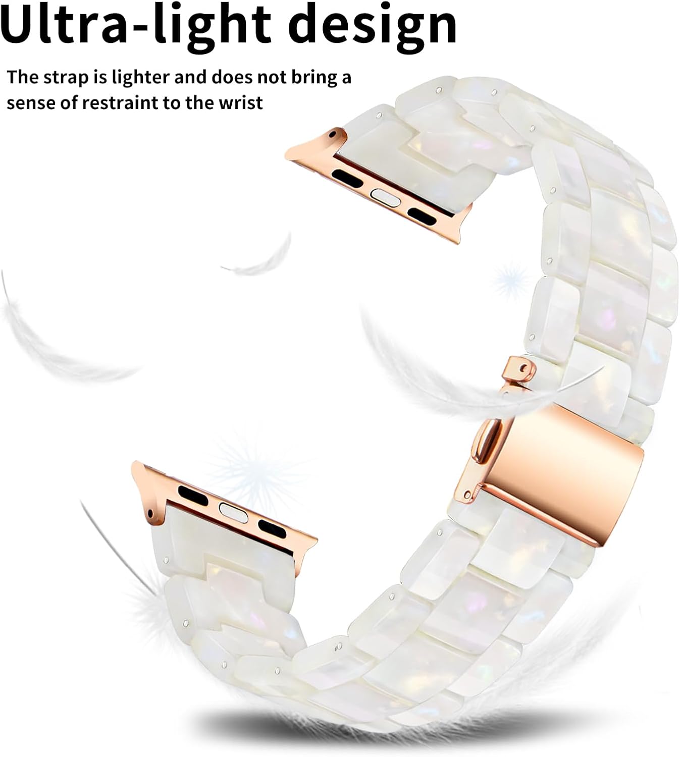 Bestig Resin Band Compatible with Apple Watch Bands for Women 40mm 38mm 41mm 42mm(Series 11 10), Lightweight Waterproof Strap for iWatch Series 10 9 8 7 6 5 4 3 2 1 SE Men(Aurora/RoseGold) Aurora/RoseGold 38mm/40mm/41mm/42mm(series 11 10)