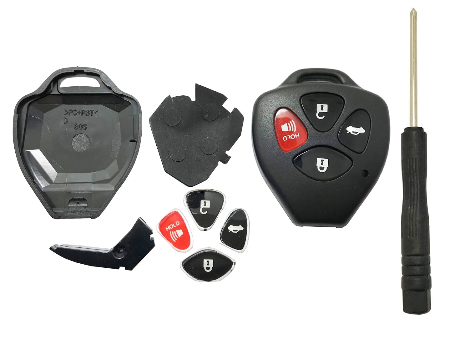 Horande Replacement Key Fob Case Shell & Pad Fits Toyota Scion RAV4 2008-2013 Avalon / 2007-2011 Camry / 2008-2013 Corolla / 2009-2014 Venza Key Cover