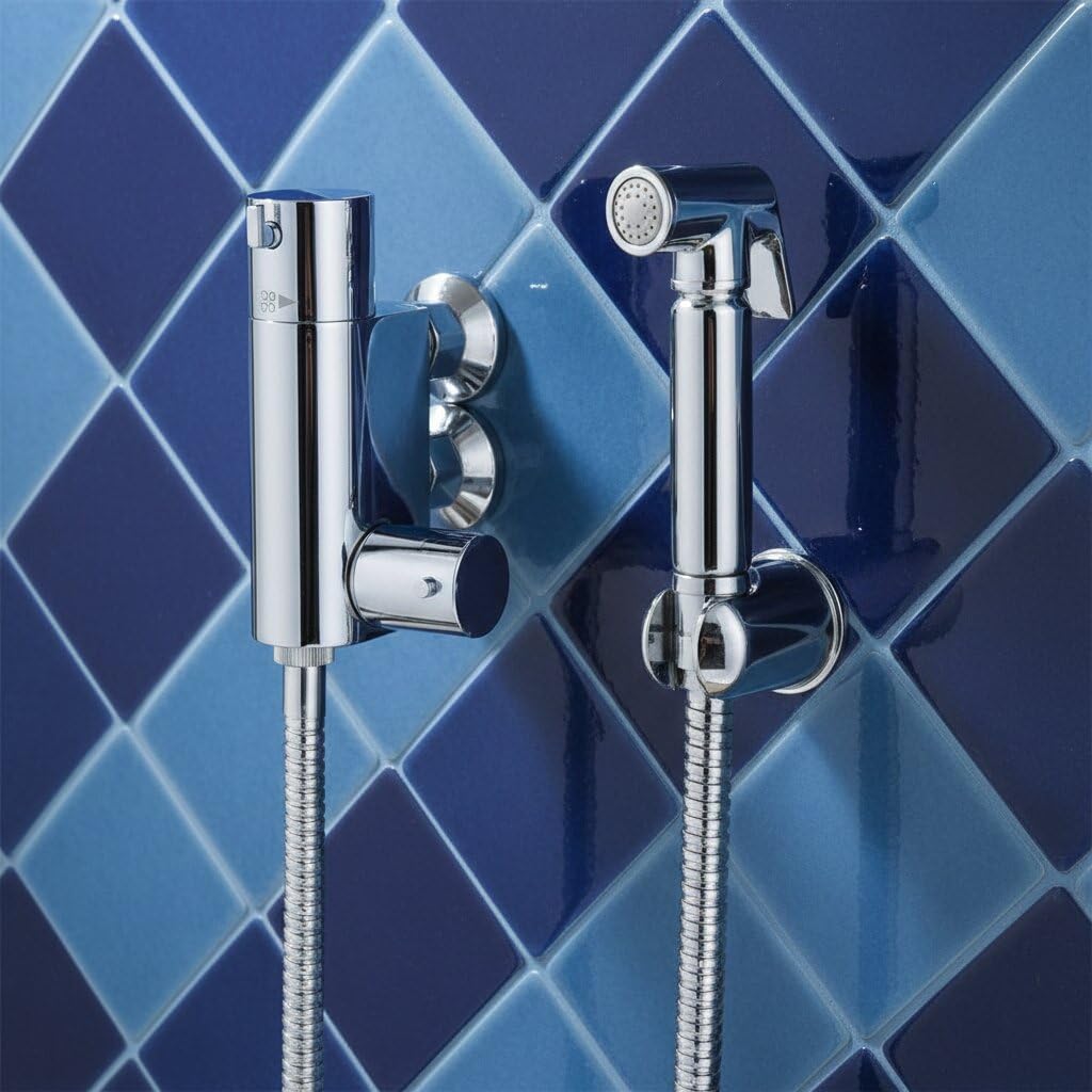 Nes Home Silver Bidet Douche & Mini Thermostatic Bar Valve With Spray Kit