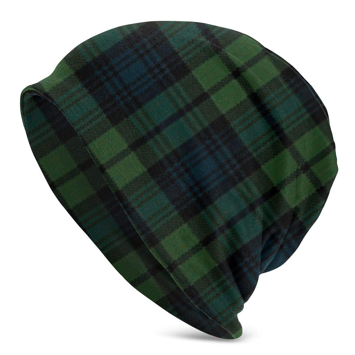 YNAHWT Scottish Tartan Plaid Beanie Cap Stretch Beanie Hat Casual Skullcap Large Baggy Oversized Knit Hat for Daily Travel Hiking Running