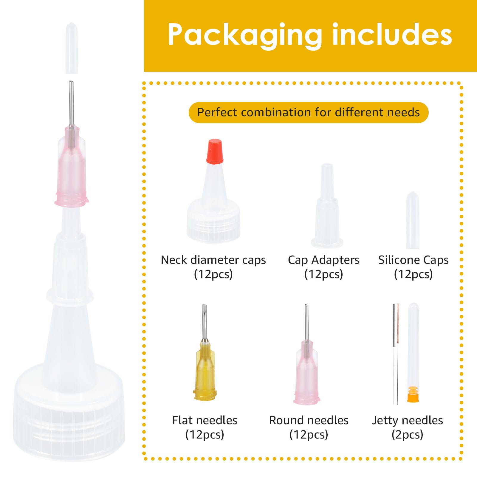 INFISELECT 12-Pack Precision Applicator Caps for 2-Oz Acrylic Paint Bottles - Includes Needle Adapters and Caps for Car Freshies, Car Paint Projects