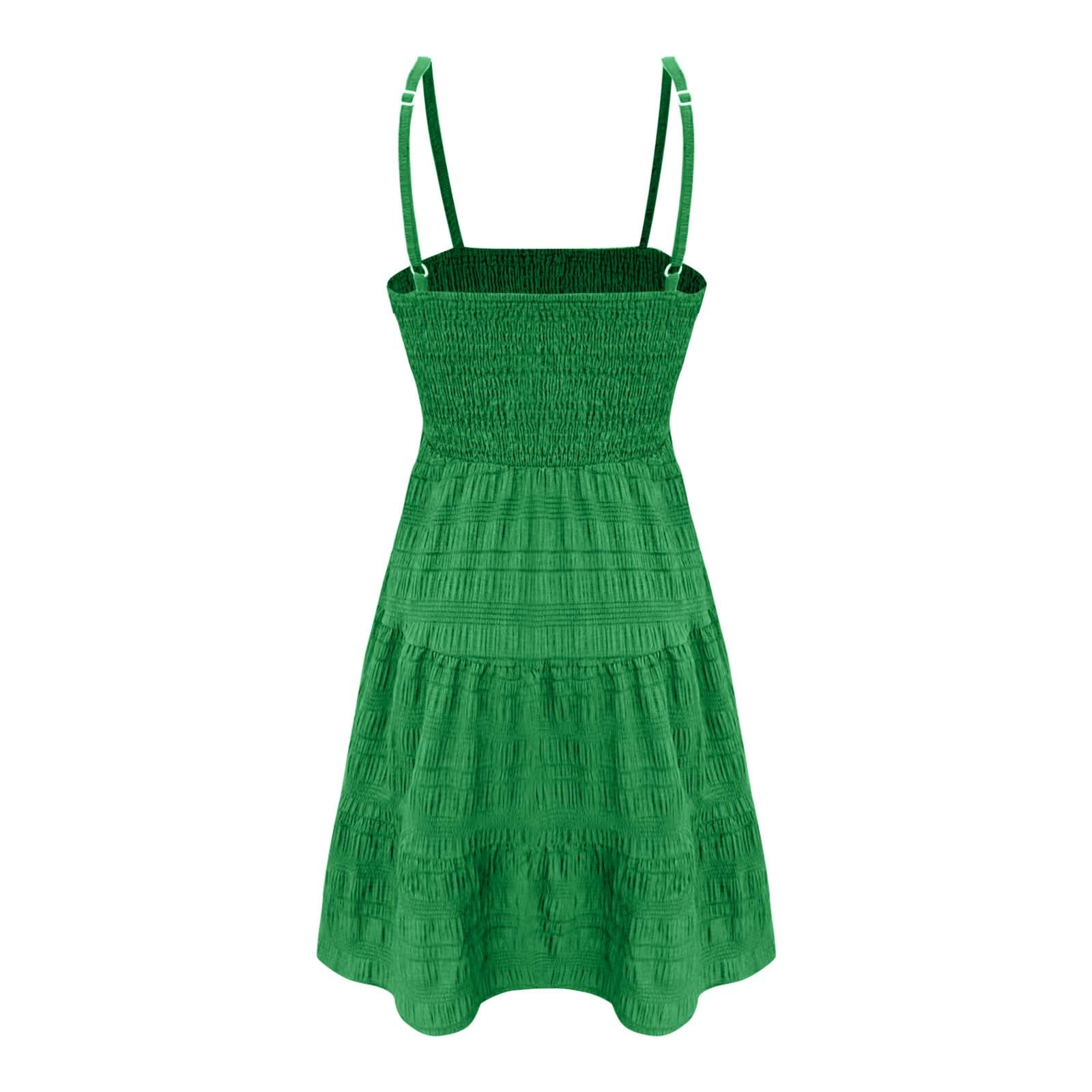 Robe d'été élégante pour femme - Robe longue bohème - Avec bretelles spaghetti - Robe trapèze smockée - Robe de loisirs aérée avec plis à la taille - Robe en mousseline pour vacances, plage, été