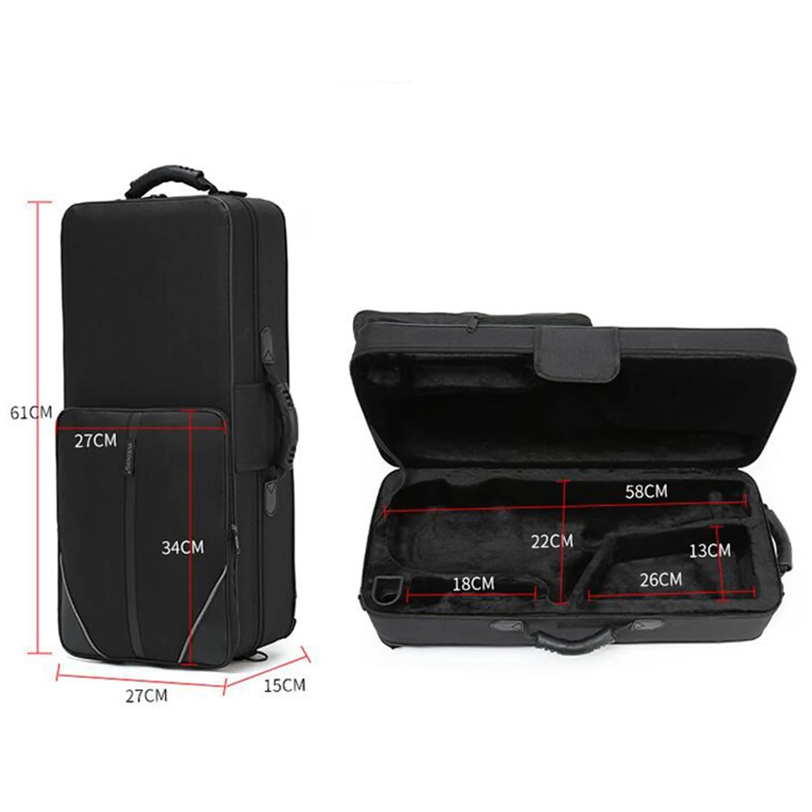 Estuche para saxofón Estuche for saxofón alto multifuncional de tela Oxford, bolsa almacenamiento con espacio adicional, impermeable, for en mi E(Black Irregular)