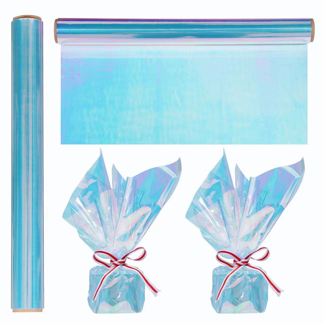 Buy 1 Roll 50ft Iridescent Blue Cellophane Wrap for Gift Baskets