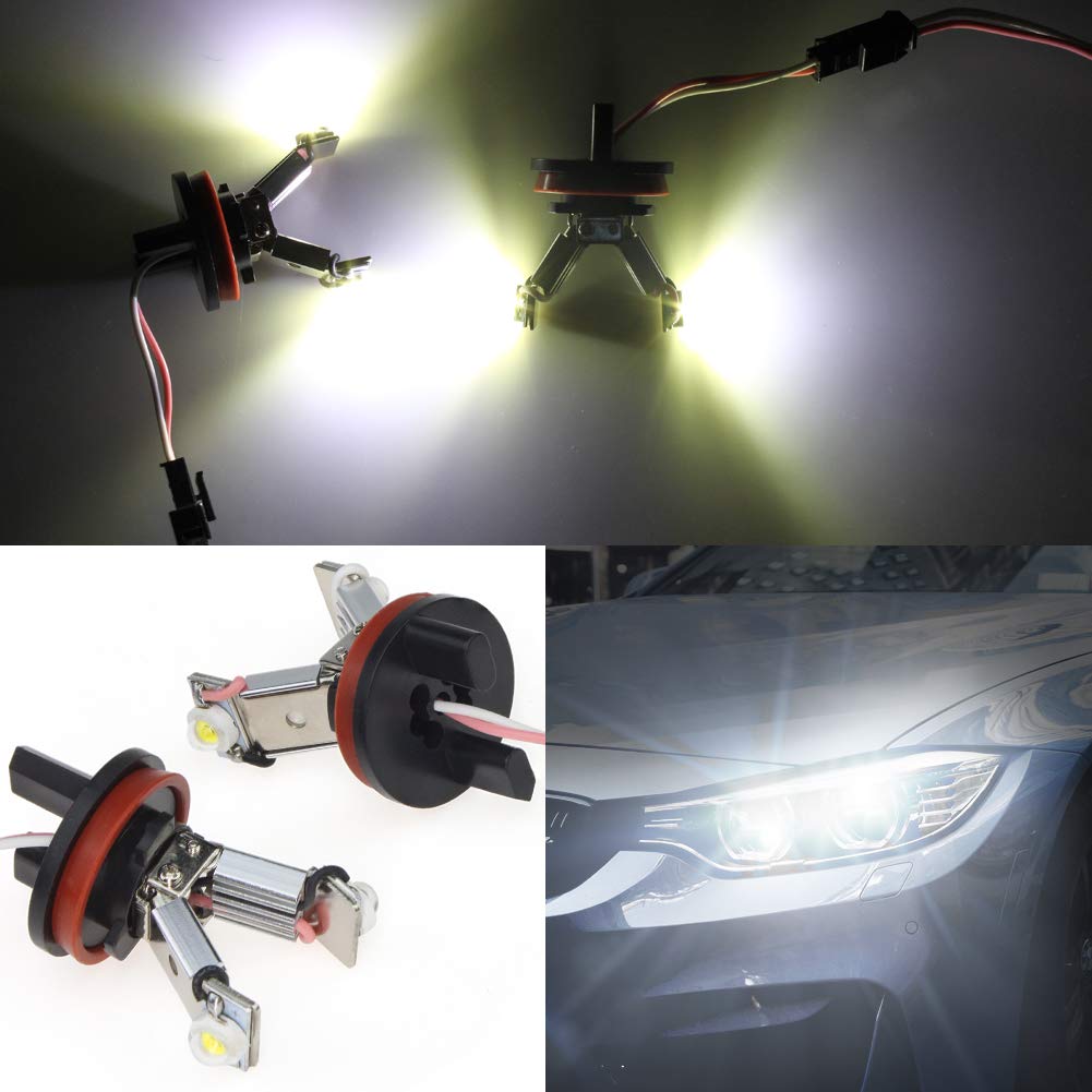 Biqing H8 LED Angel Eyes,12W Phare Angel Eyes LED Feu de Position Ampoules Phares Avant avec CANBUS pour E82 E87 E90 E91 E92 M3 E93 E60 E61 E63 E70 X5 E71 X6 E89 Z4