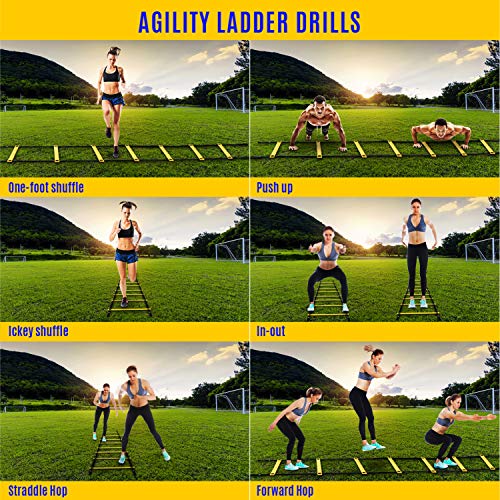 Yes4All Speed Agility Ladder Training Equipment With Carry Bag - 12 Rungs Yellow #TOP6