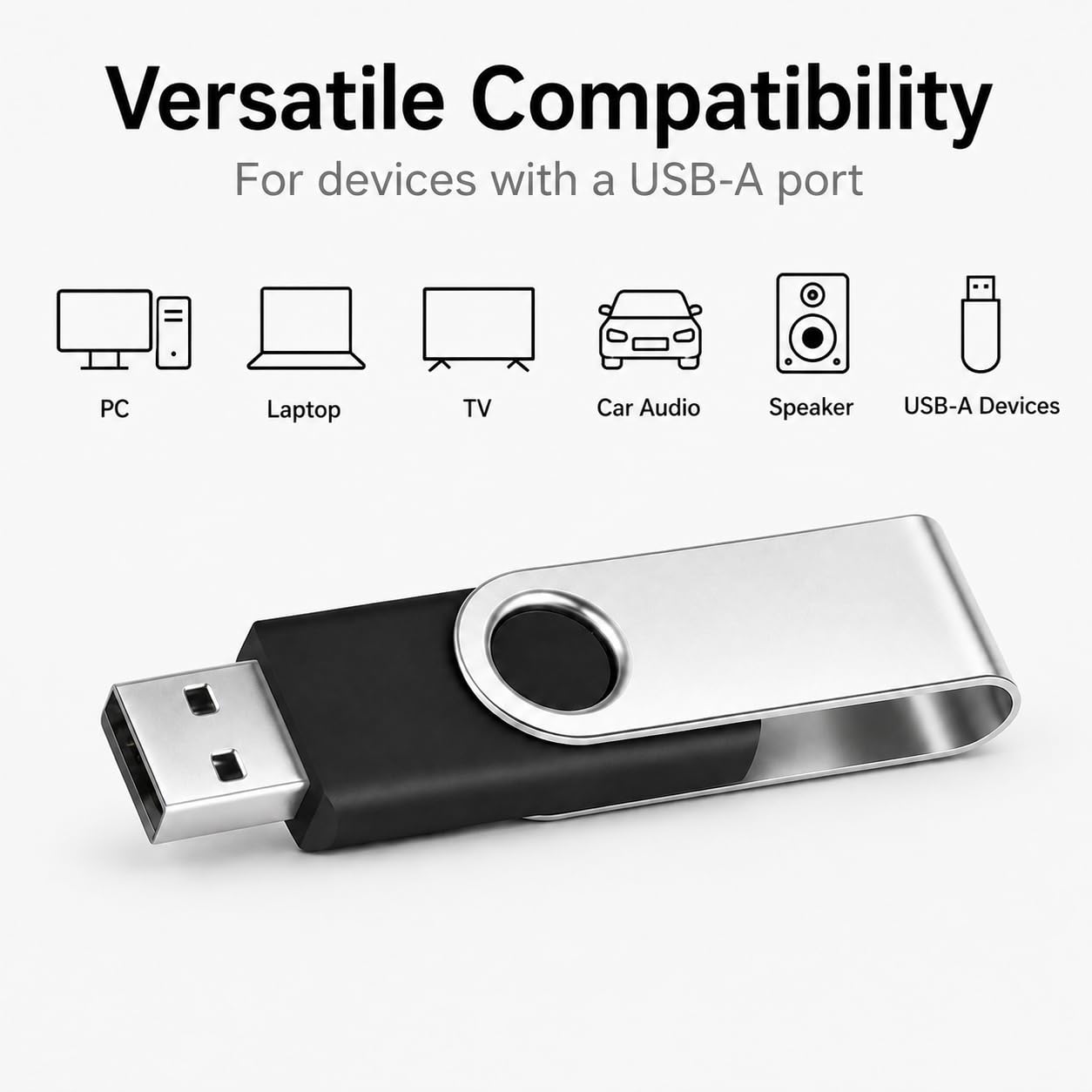 FEBNISCTE Pamięć Flash, 32 GB, opakowanie 10 sztuk, pendrive, 32 GB, pamięć USB 2.0, obrotowa, czarna, pamięć USB, do przechowywania danych, pendrive z 10 szt. wielokolorowymi przewodami
