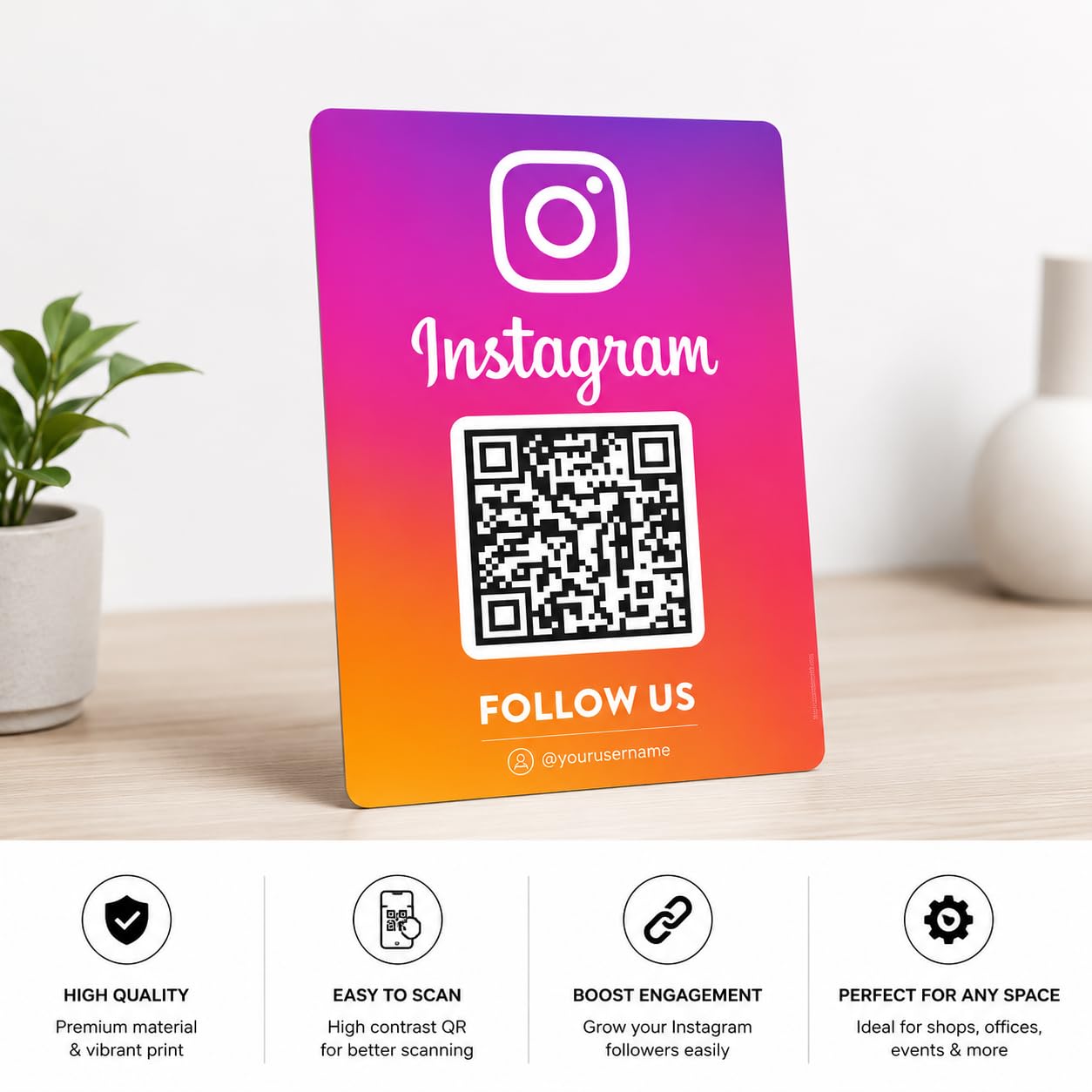 SVM CRAFT® Follow us Instagram Custom Acrylic QR Code Holder Stand