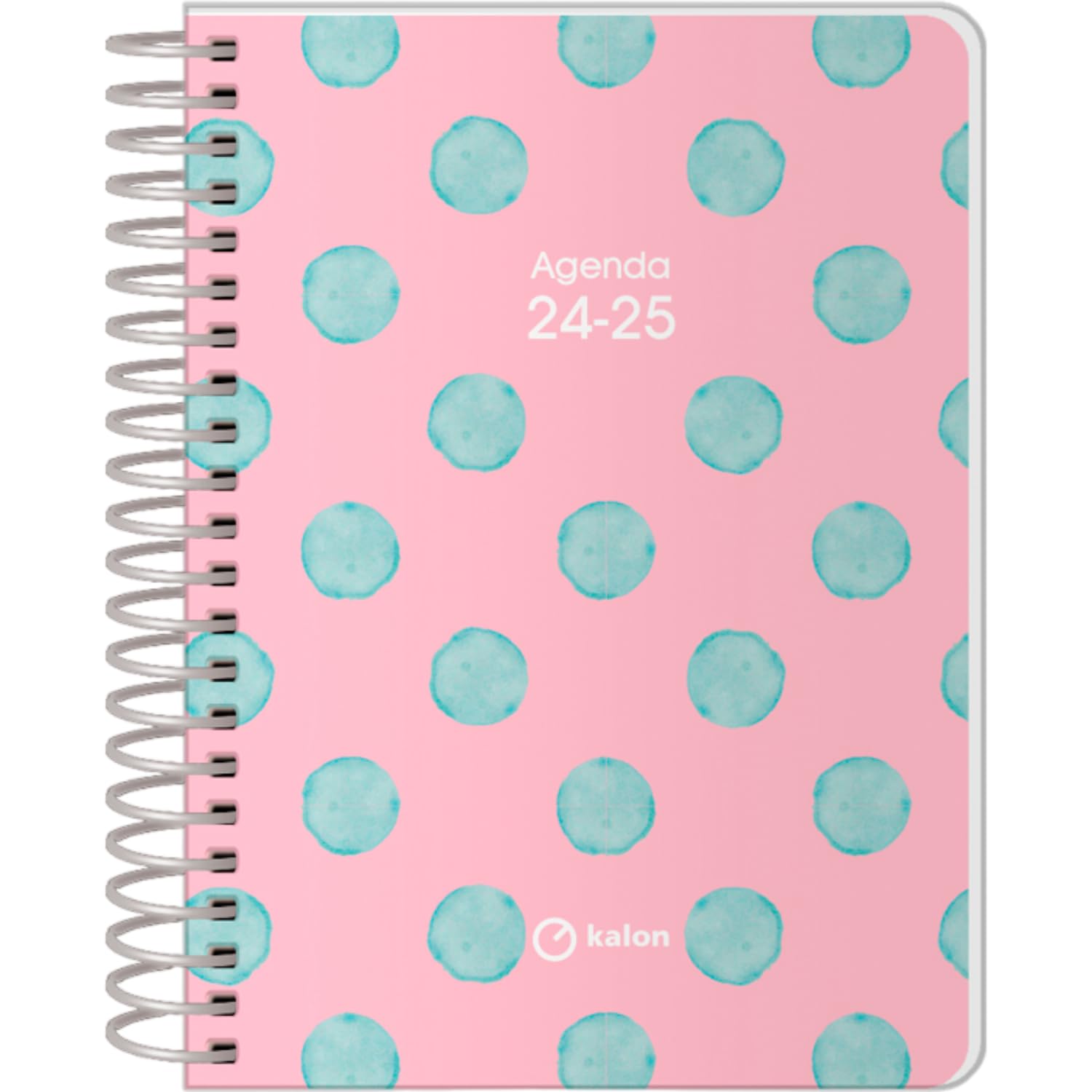Dohe - Agenda Escolar 2024 2025 - Día por Página, Tamaño A6 (12x17 cm), Cierre de Anillas, Español e Inglés, Septiembre a Junio, Material Escolar - KALON Dots