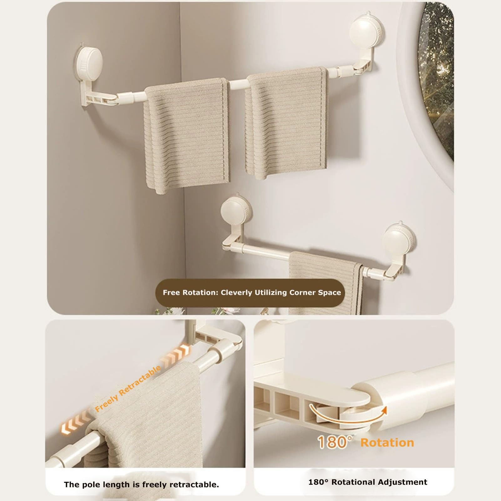 Teleskopierbarer Handtuchhalter Saugknopf