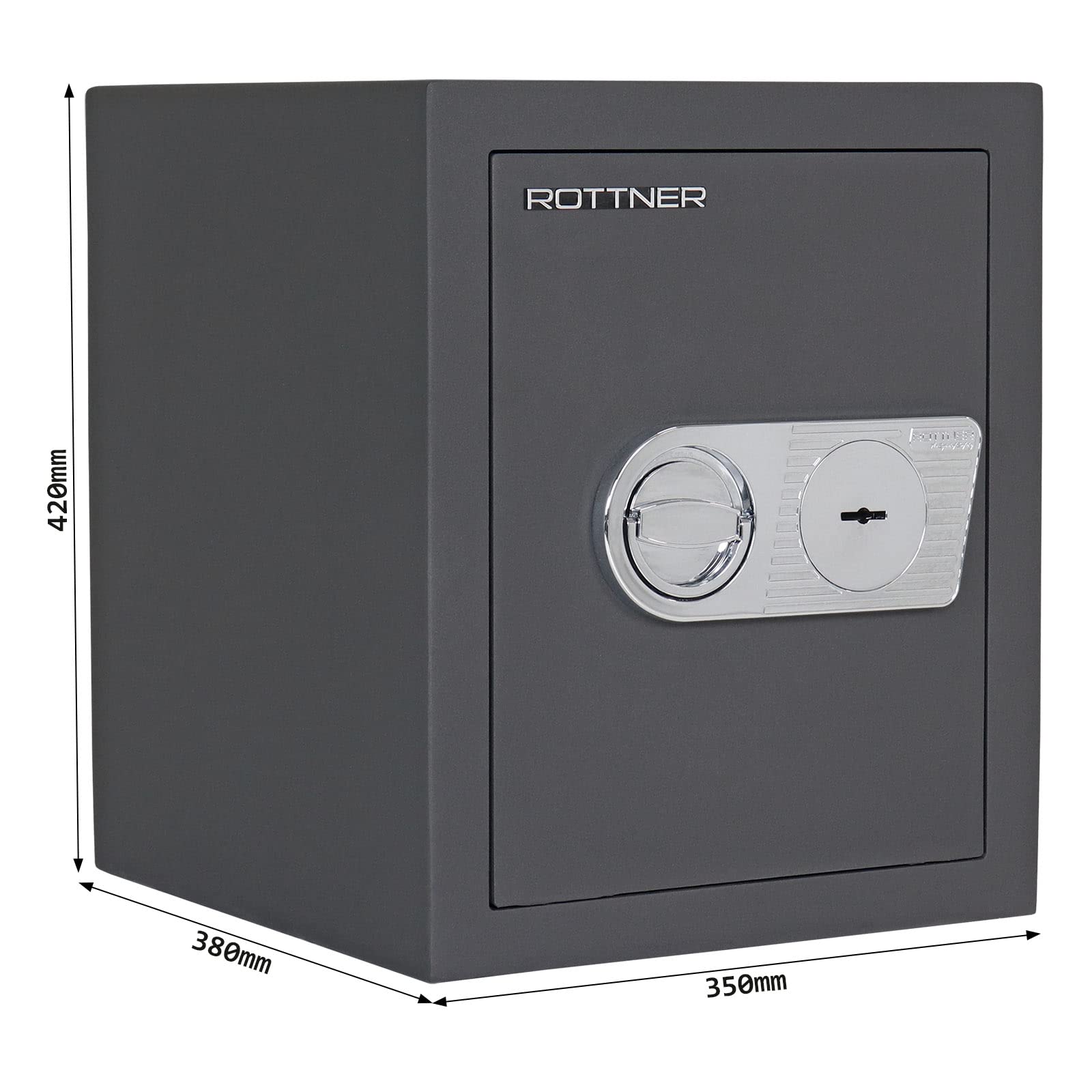 Profirst Wertschutzschrank EN1 Jupiter 50 Stahl Doppelbartschloss mit 2 Schlüssel Klappgriff mehrwandig Verstellbarer Fachboden inkl. Befestigungsmaterial