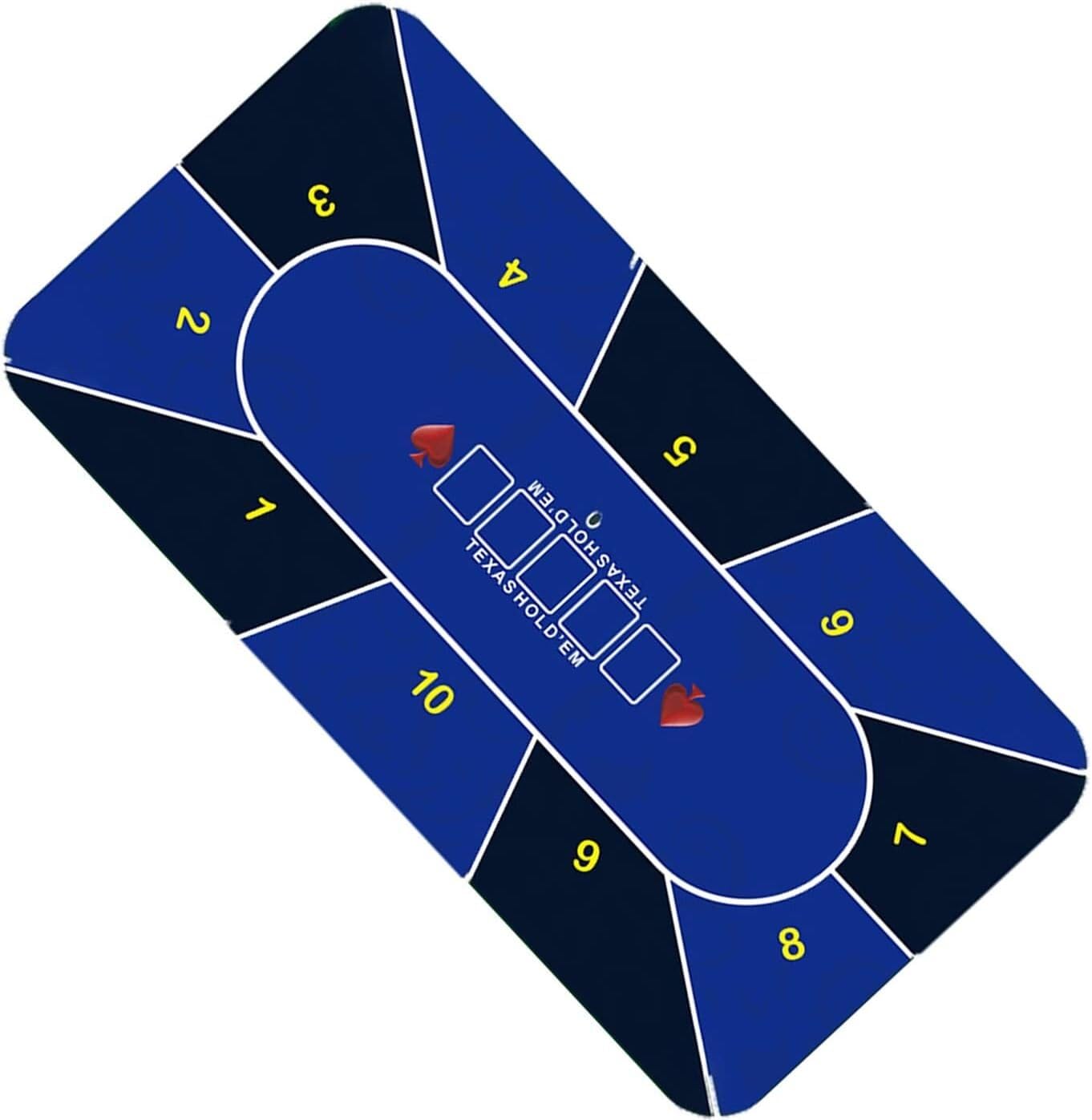 Tappetino da poker professionale Layout tavolo da Tappetino da poker portatile in gomma, tappetini da tavolo professionali in gomma scamosciata Texas Hold Em, impermeabili, casinò, baccarat, dadi(Blue