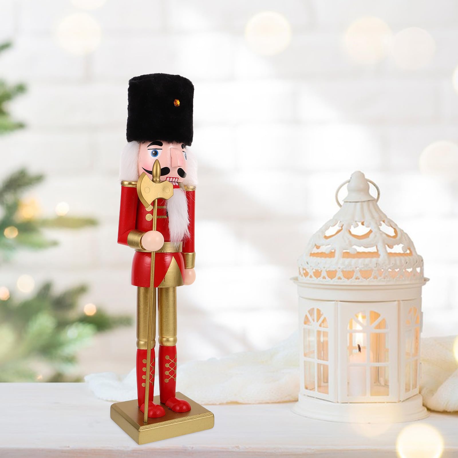 Beaupretty 3 Pièces Casse-Noisette en Bois Soldat Rouge, Figurine de Noël