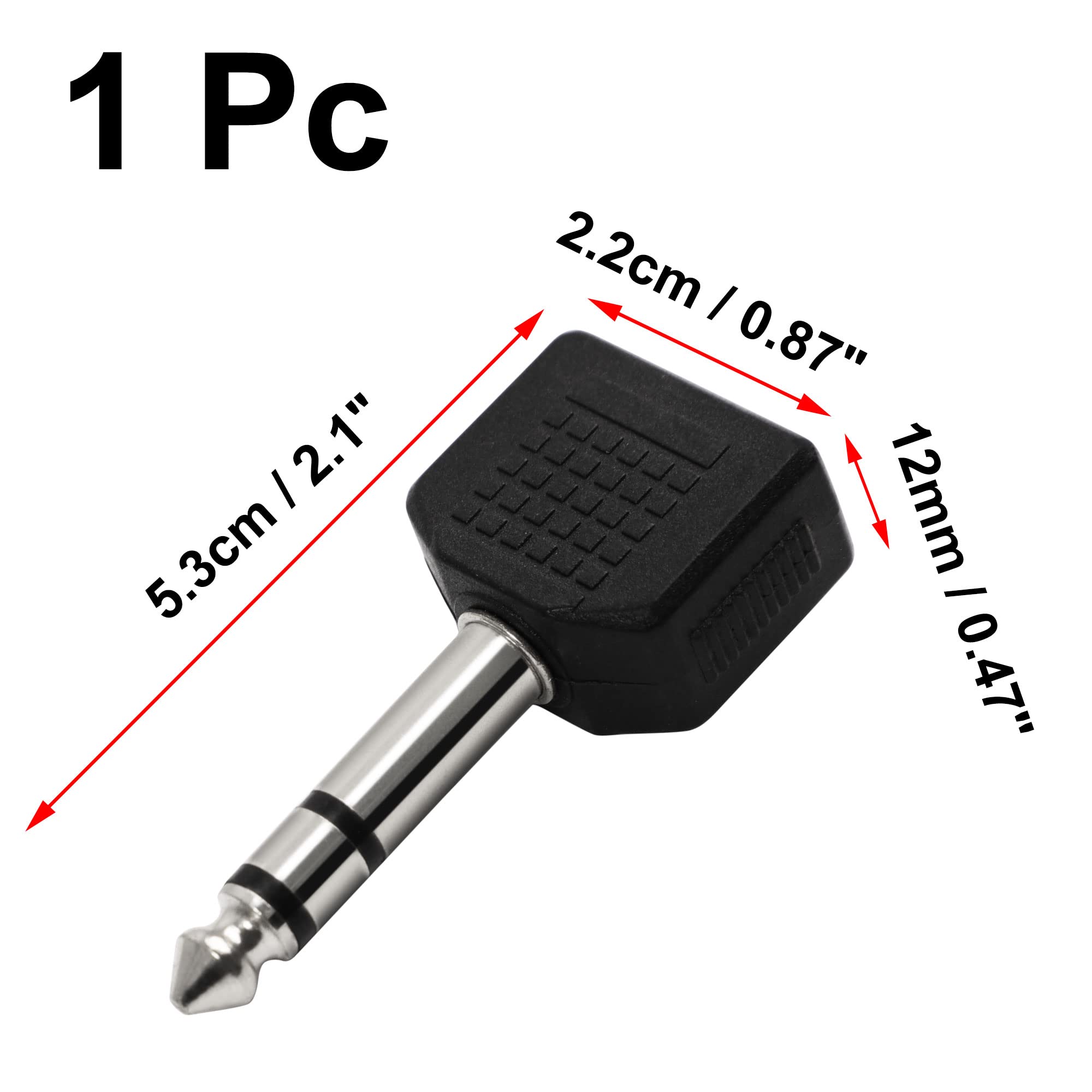 uxcell Headphone Y Splitter, 6.35 to 2 x 3.5 Adapter Audio Heads Socket Splitter Connector, 6.35mm (1/4 Inch) 1 Male to Two 3.5mm (1/8 Inch) Female Stereo Jack Converter, 1 Pack