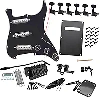 Amagogo Kit de hardware para guitarra elétrica Entrada de guitarra Jack Sss, escudo para prática, Black a