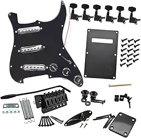 Amagogo Kit de hardware para guitarra elétrica Entrada de guitarra Jack Sss, escudo para prática, Black a