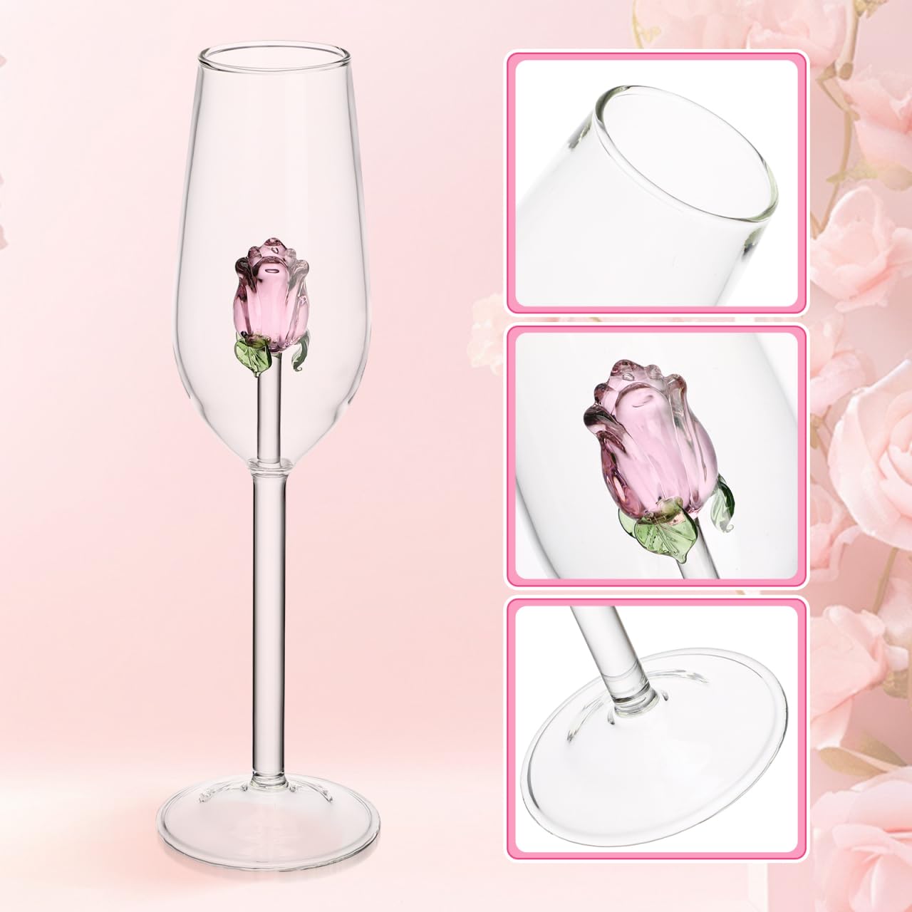 Cabilock Ensemble 6 Verres À Vin En Cristal Style Européen 8.5 Oz Flûte Stable Antidérapante Pour Maison Restaurant Cadeau