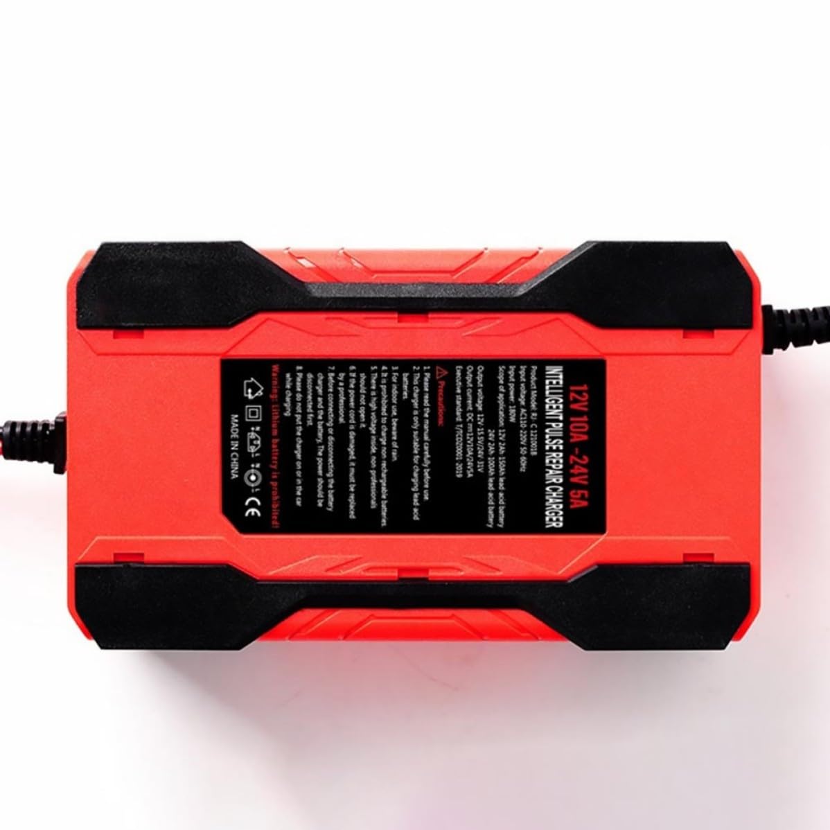 Housoutil Chargeur de Batterie Intelligent Coque Ignifuge en Abs Fonction Réparation à Impulsions 12v-24v Puissance 180w pour Voiture Usage Extérieur Facile