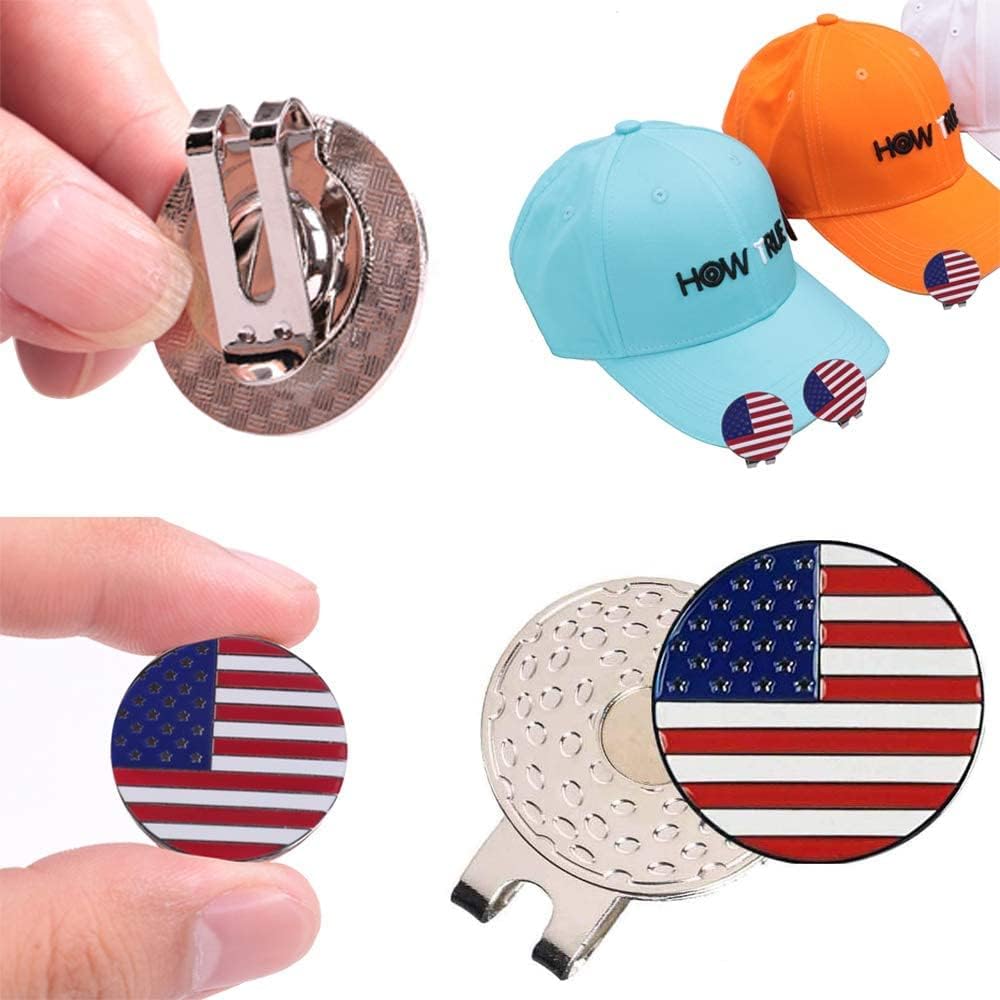 review BRAMASOLE Golf Hat Clip Ball Marker Magnetic Set Removable Attaches Accessories USA Flag Eagle Stainless Steel for Men Women(6 Hat Clip+6 Ball Markers)