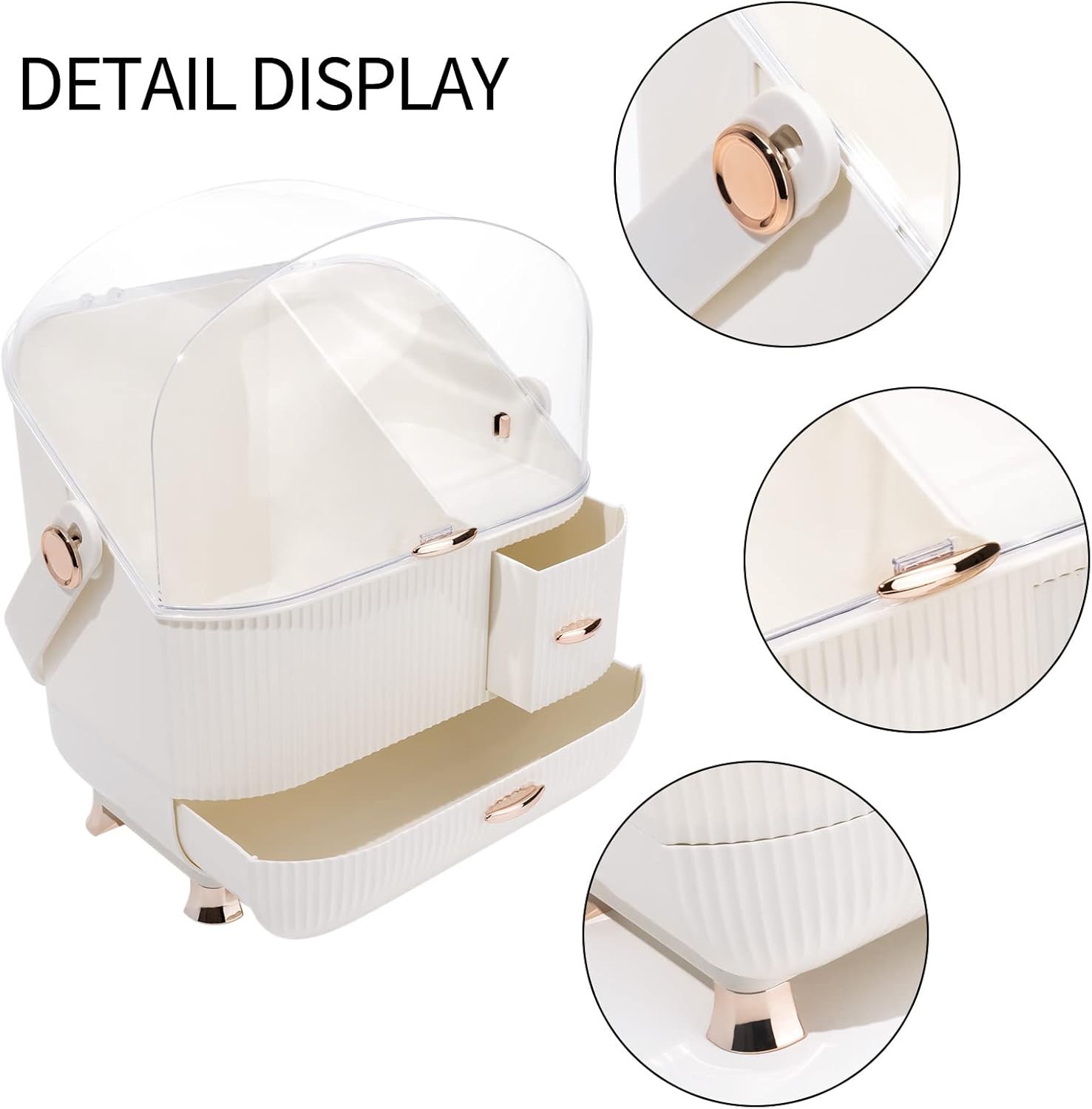 VIVIBEAUTY Makeup Storage Organize Box, Cosmetic Storage Box with Fully Open Waterproof Lid, DustProof Drawers, Skincare Organizer For Bathroom, Vanity Desk, Dresser, Bedroom Countertop : Beauty & Personal Care