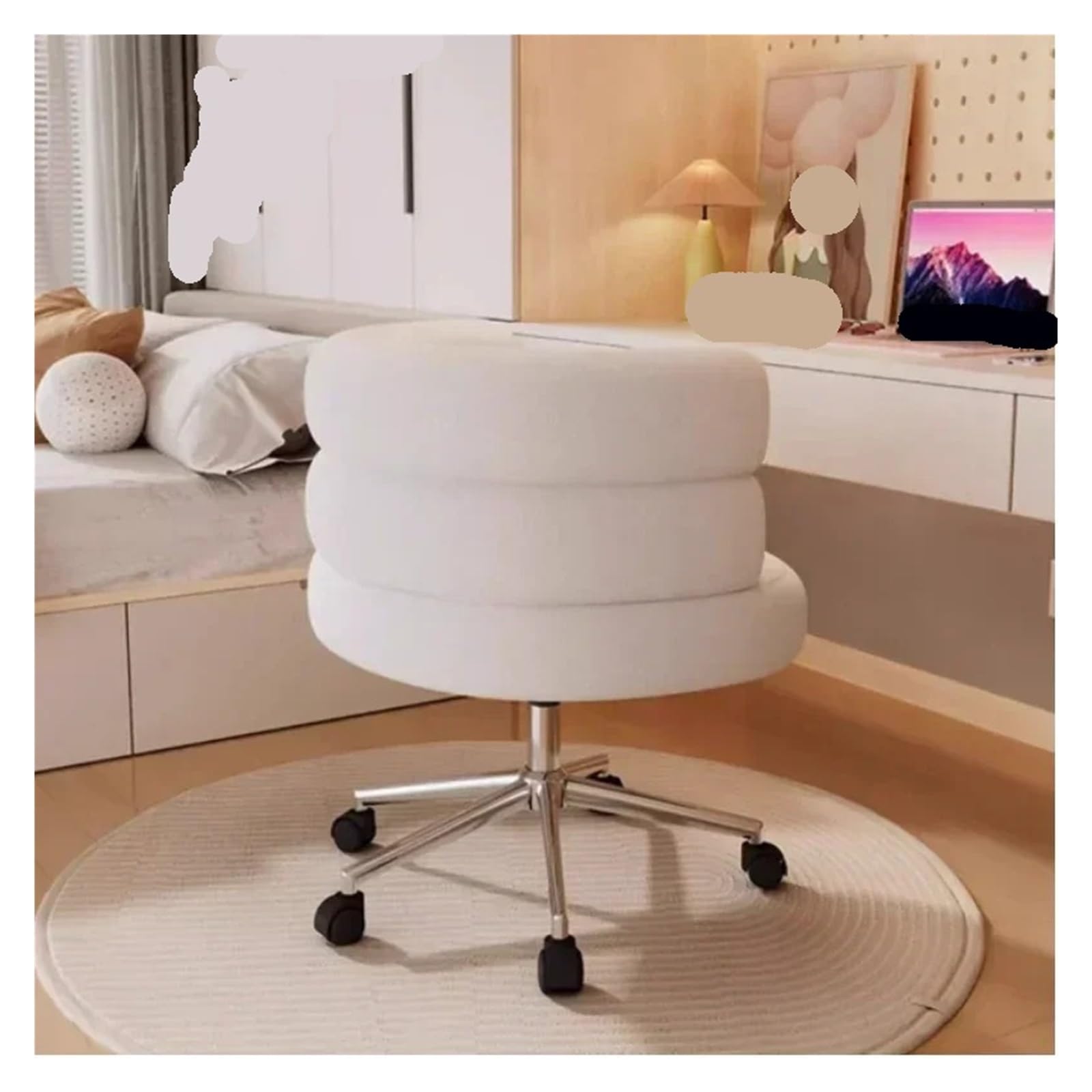 Sedia for computer da camera letto, sgabello toeletta for la casa, for ragazze, con schienale carino, for sollevare il trucco, sedia for tempo libero(B-pink)