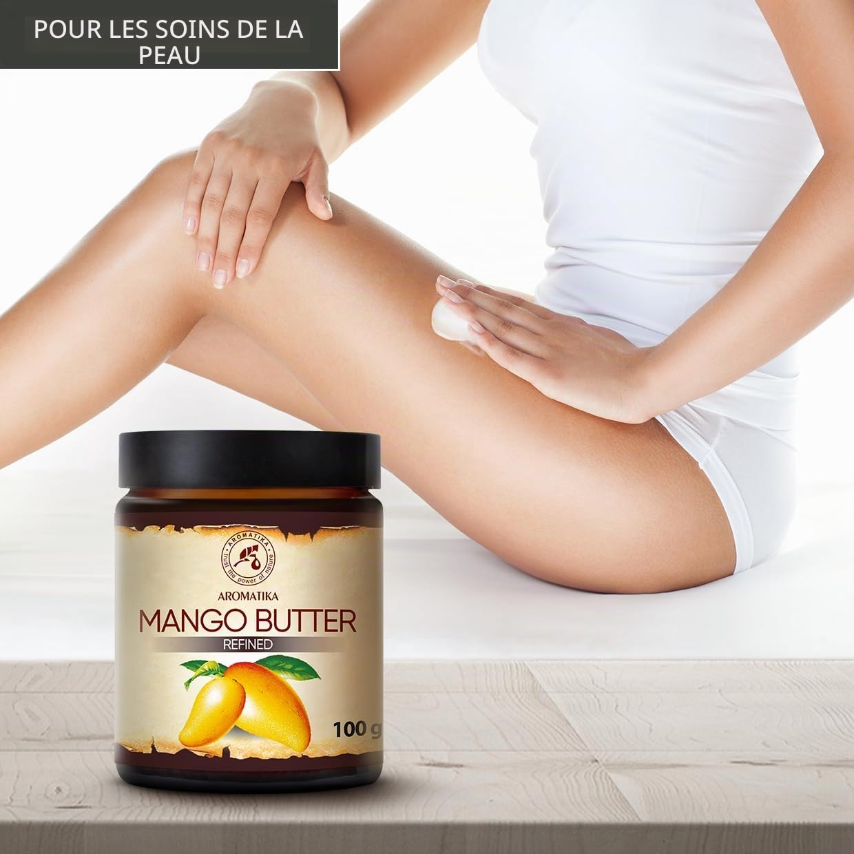 Beurre de Mangue 100g - Mangifera Indica - Indonésie - Pur - Huile Raffiné - Soin du Visage Intensif - Corps - Cheveux - Peau pour la Massage - Soin du Corps