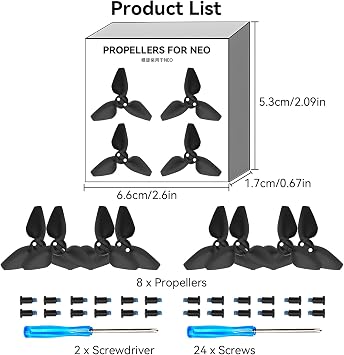 Propellers for DJI Neo - Drone Prop Blades Replacement Low Noise Wings Spare Propeller Blade for DJI Neo Drone Accessories Exclusive Screwdrivers & Screws 8 pcs