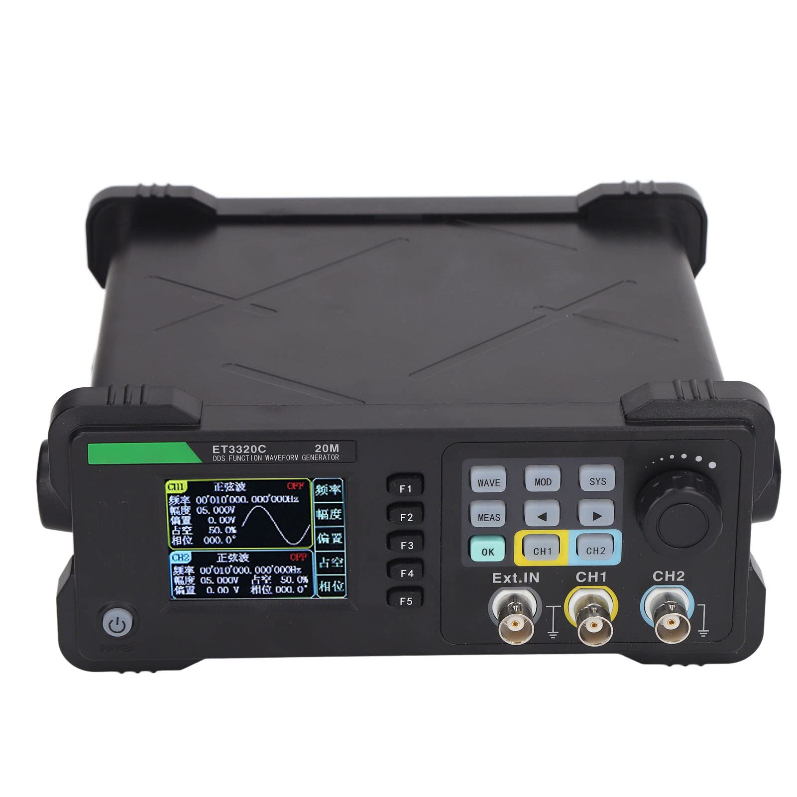 Signalgenerator, Funktionsgenerator, Wellenformgenerator, DDS, 2 Kanäle, 200 S, 20 MHz, Arbiträrwellenform-Frequenzmesser, 100 MHz-Zähler mit 2,4-Zoll-TFT-LCD-USB (EU-Stecker)