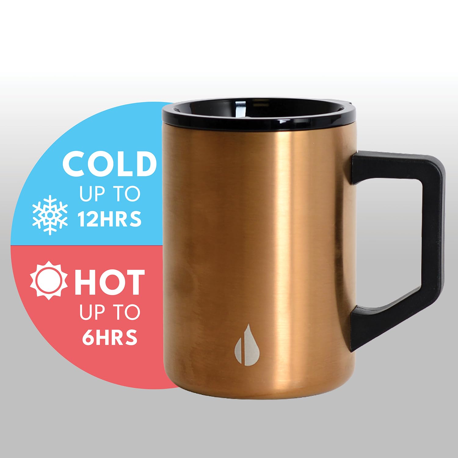Elemental Summit Coffee Mug - Coffee Cup Travel Mug - Thermal Cup with Handle & Lid - Lightweight Vacuum Insulated Coffee Cup - Hot & Cold Triple Wall Stainless Steel Travel Mugs - Copper - 470 ml - Image 3