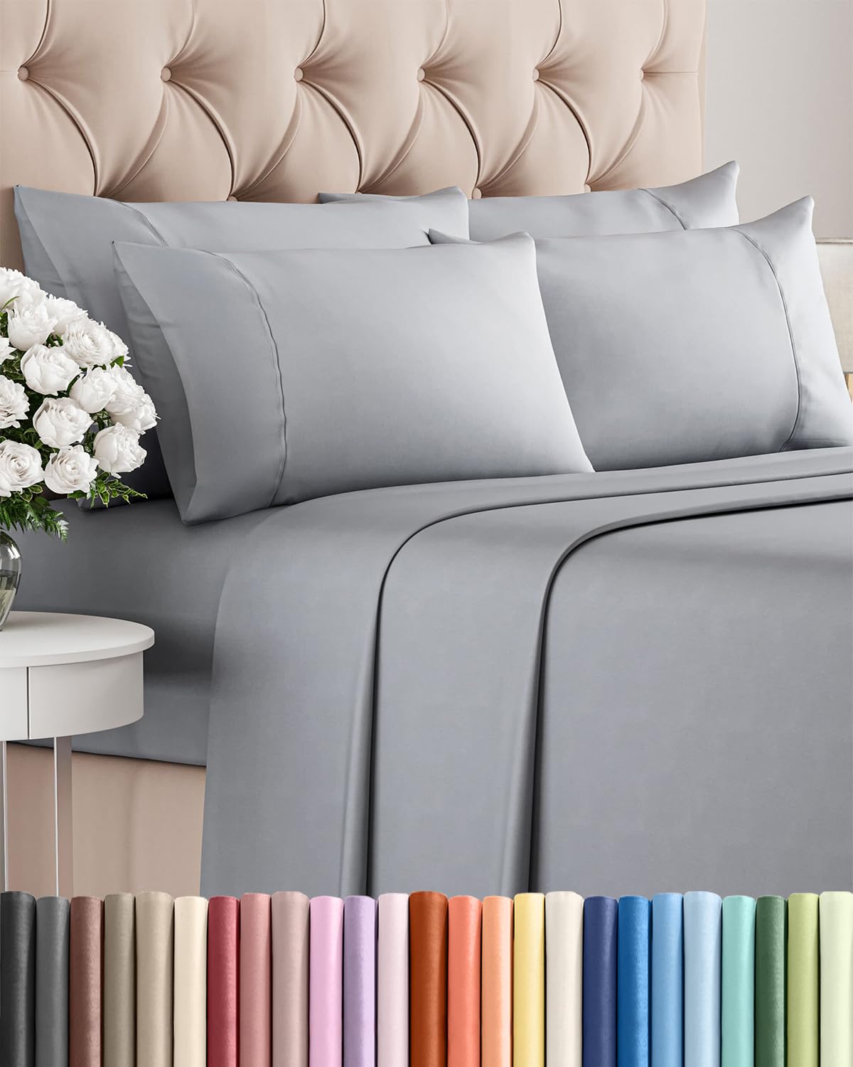 King 6 Piece Sheet Set - Cooling & Breathable Bed Sheets - Hotel Luxury Bed Sheets for Women, Men, Kids & Teens - Bedding with Deep Pockets & Easy Fit - Soft and Wrinkle Free - King Steel Blue Sheets