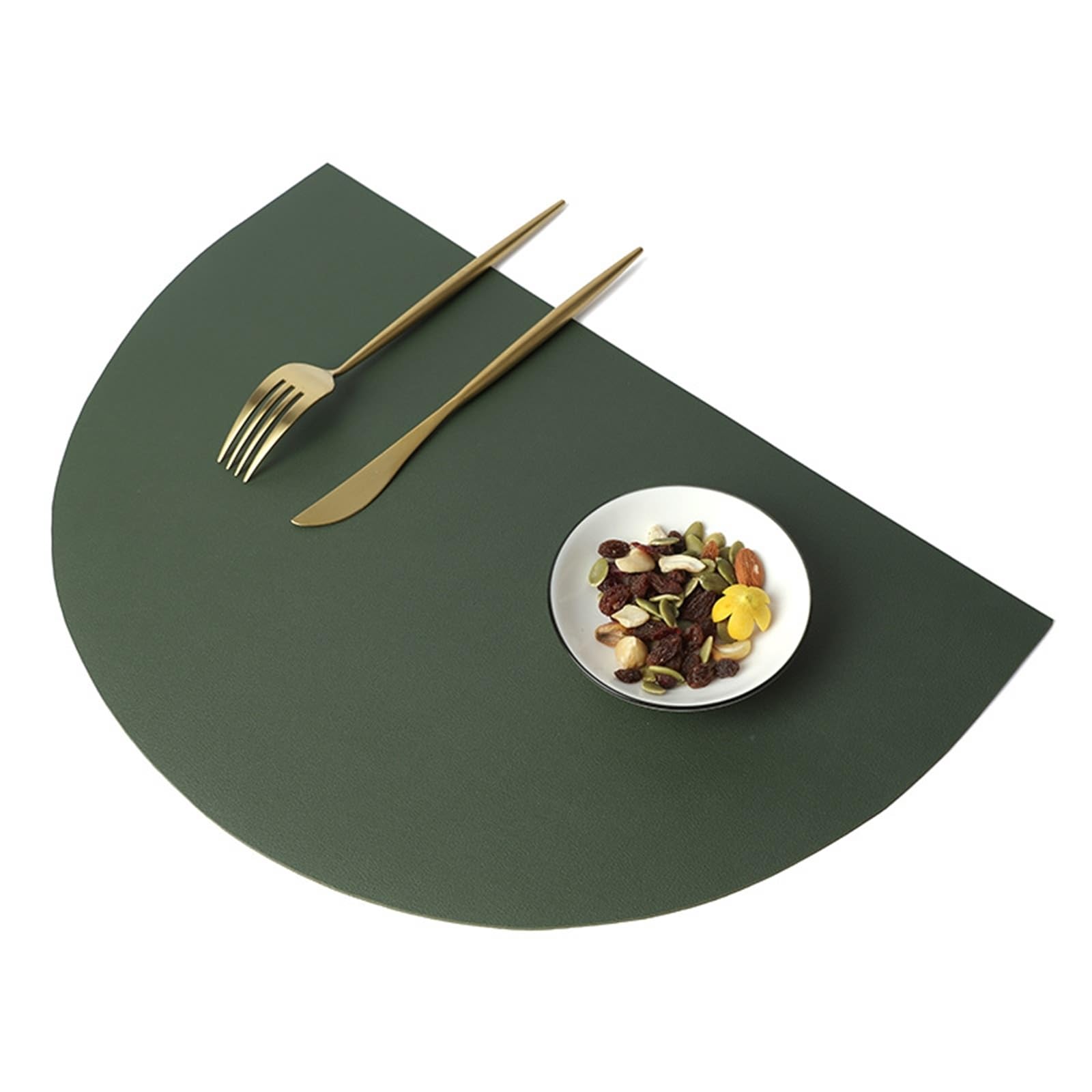 Set de table lavable et imperméable en PVC vert uni pour protection de table de cuisine